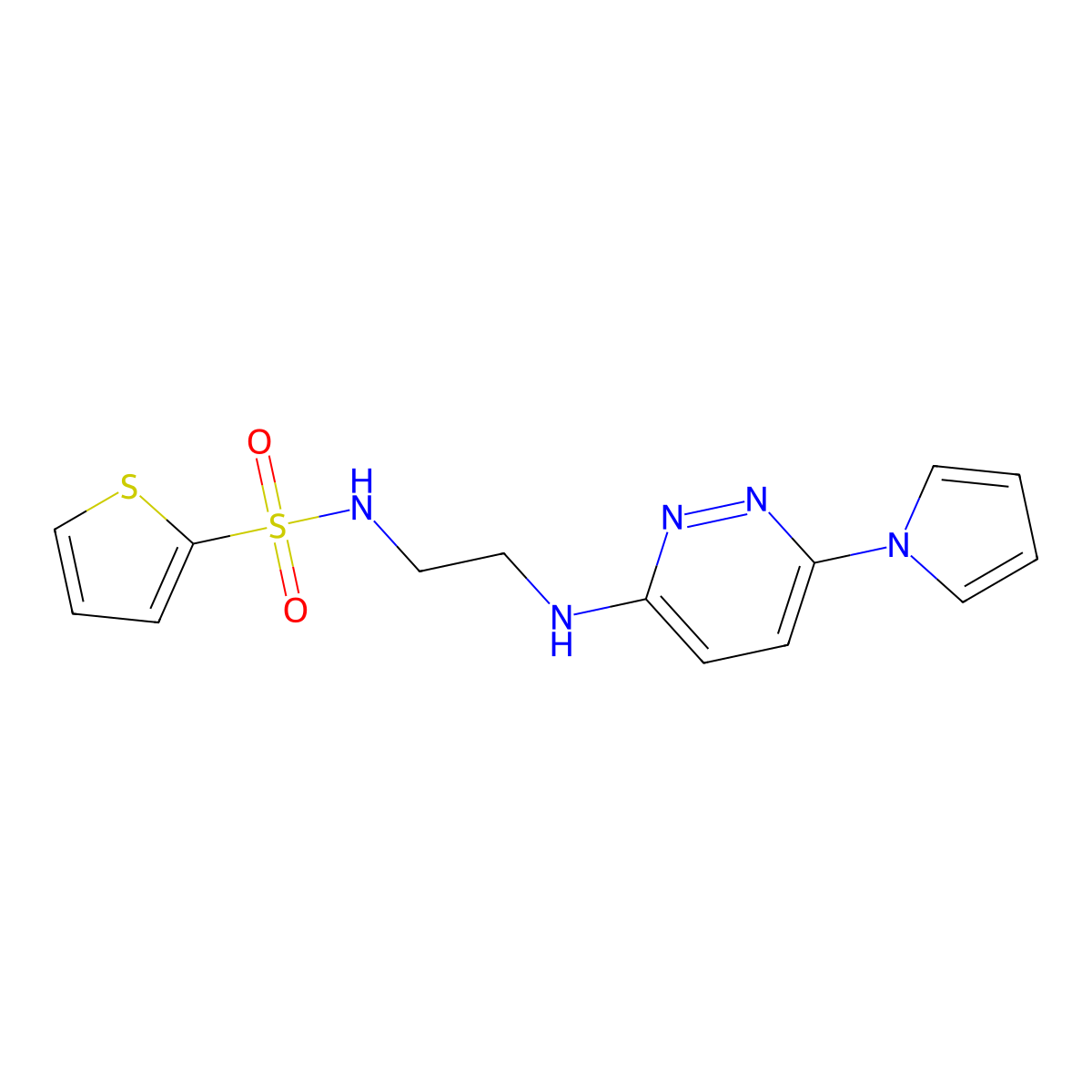 N-(2-{[6-(1H-pyrrol-1-yl)pyridazin-3-yl]amino}ethyl)thiophene-2-sulfonamide molecular structure, CAS 1421515-85-6