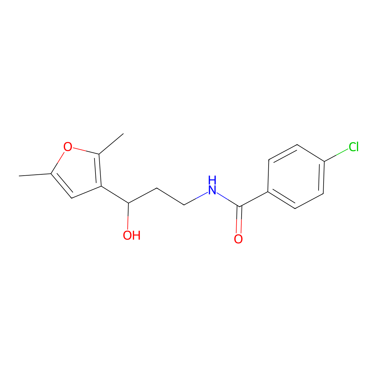4-Chloro-N-[3-(2,5-dimethylfuran-3-YL)-3-hydroxypropyl]benzamide molecular structure, CAS 1421515-86-7