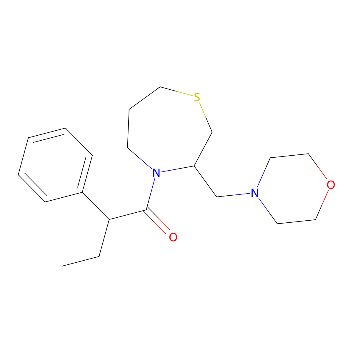 1-(3-(Morpholinomethyl)-1,4-thiazepan-4-yl)-2-phenylbutan-1-one molecular structure, CAS 1421515-94-7