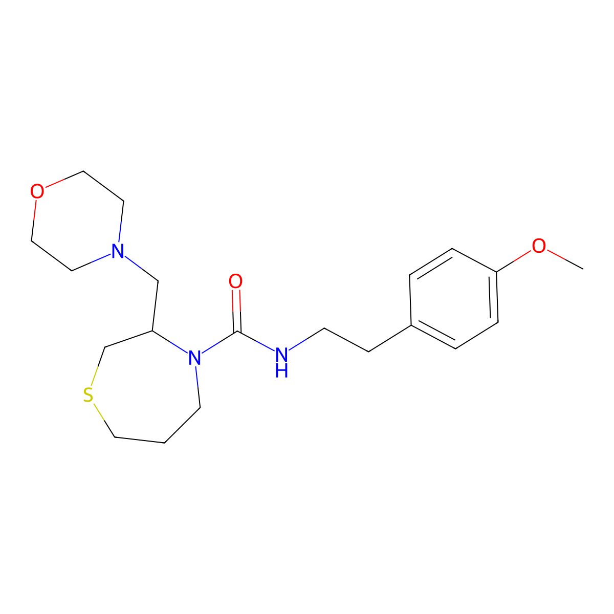N-(4-methoxyphenethyl)-3-(morpholinomethyl)-1,4-thiazepane-4-carboxamide molecular structure, CAS 1421516-01-9