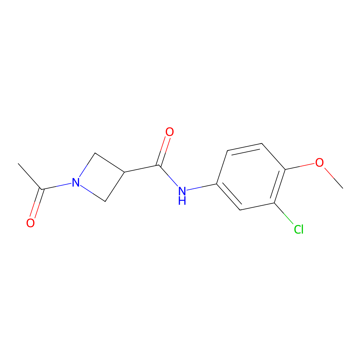1-acetyl-N-(3-chloro-4-methoxyphenyl)azetidine-3-carboxamide molecular structure, CAS 1421516-12-2