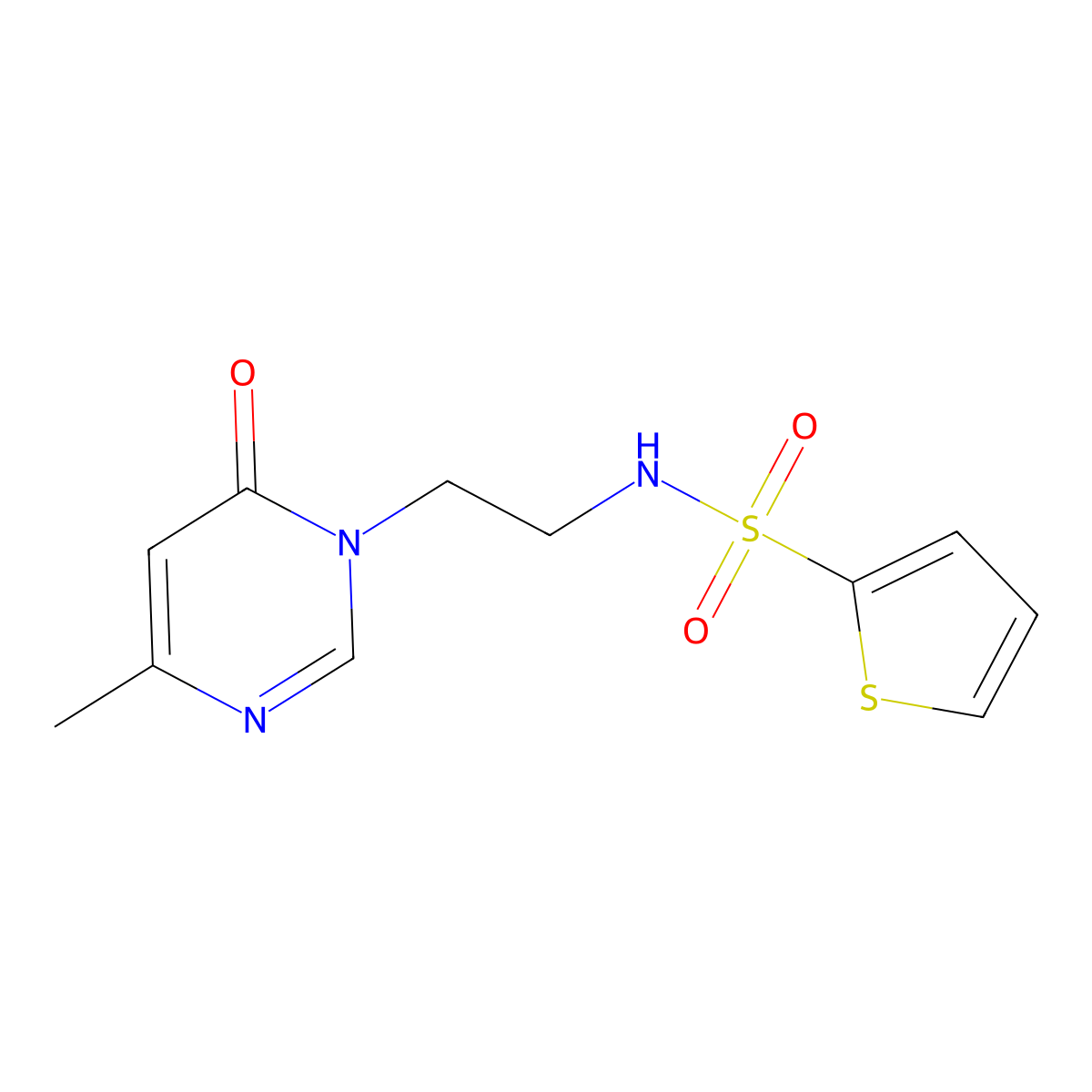 N-(2-(4-methyl-6-oxopyrimidin-1(6H)-yl)ethyl)thiophene-2-sulfonamide molecular structure, CAS 1421516-13-3