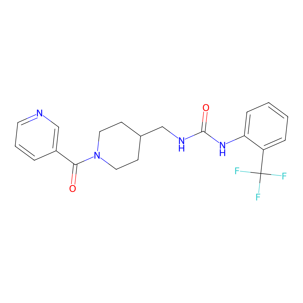 1-{[1-(Pyridine-3-carbonyl)piperidin-4-YL]methyl}-3-[2-(trifluoromethyl)phenyl]urea molecular structure, CAS 1421516-29-1