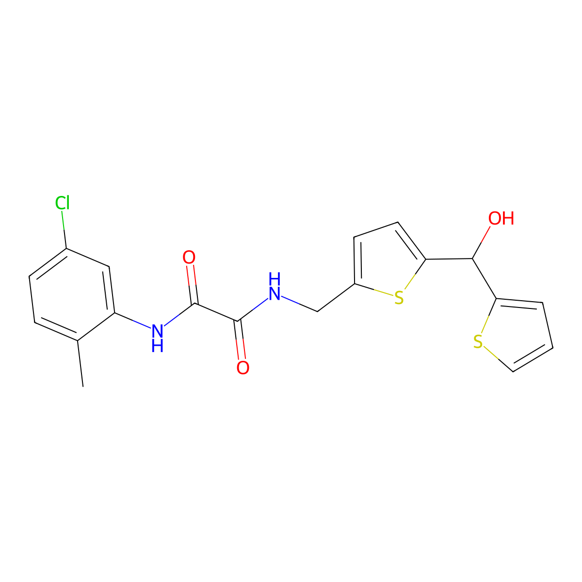 N1-(5-chloro-2-methylphenyl)-N2-((5-(hydroxy(thiophen-2-yl)methyl)thiophen-2-yl)methyl)oxalamide molecular structure, CAS 1421516-47-3