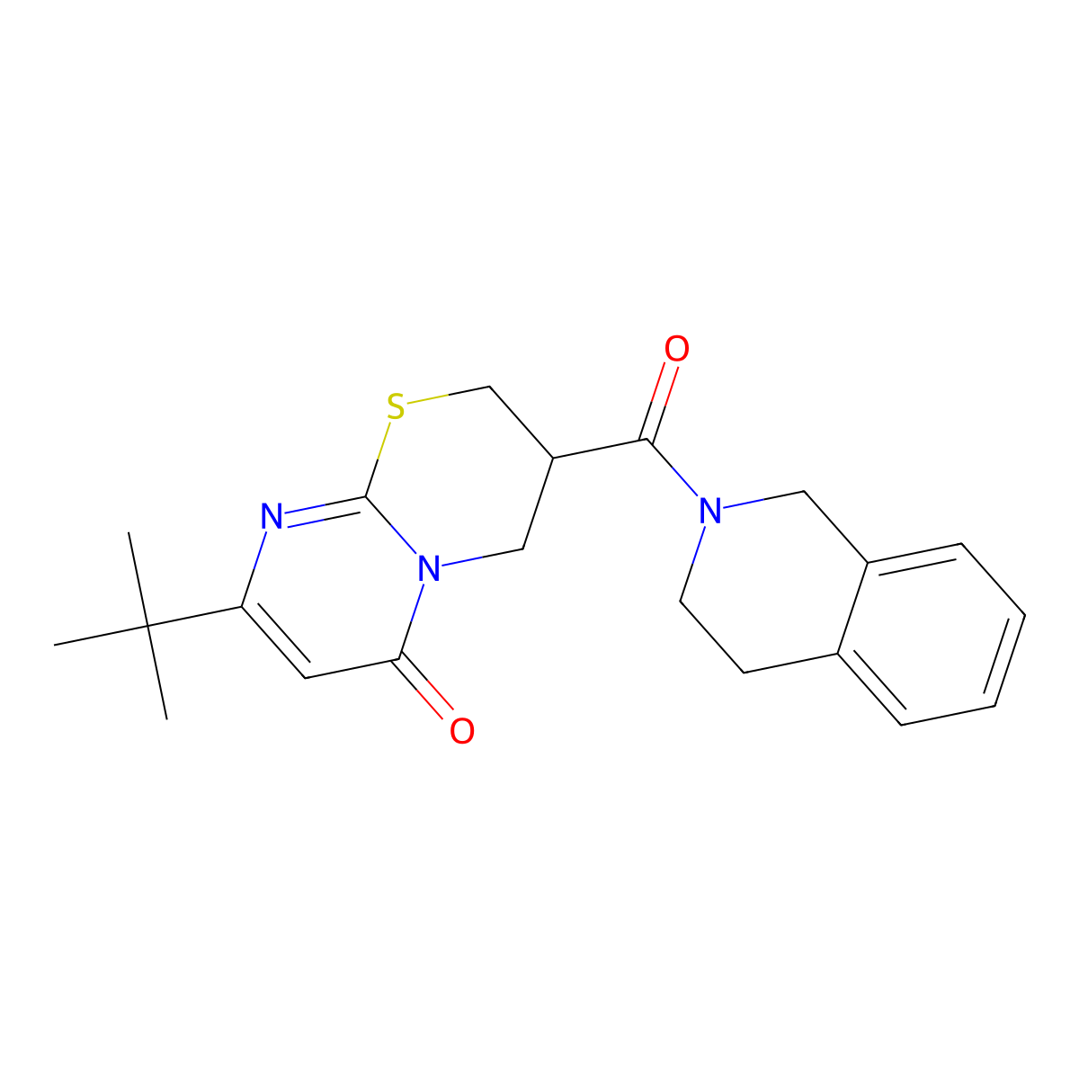 8-(tert-butyl)-3-(1,2,3,4-tetrahydroisoquinoline-2-carbonyl)-3,4-dihydropyrimido[2,1-b][1,3]thiazin-6(2H)-one molecular structure, CAS 1421516-54-2