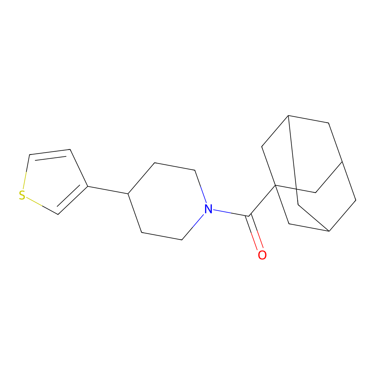 1-(Adamantane-1-carbonyl)-4-(thiophen-3-yl)piperidine molecular structure, CAS 1421516-55-3
