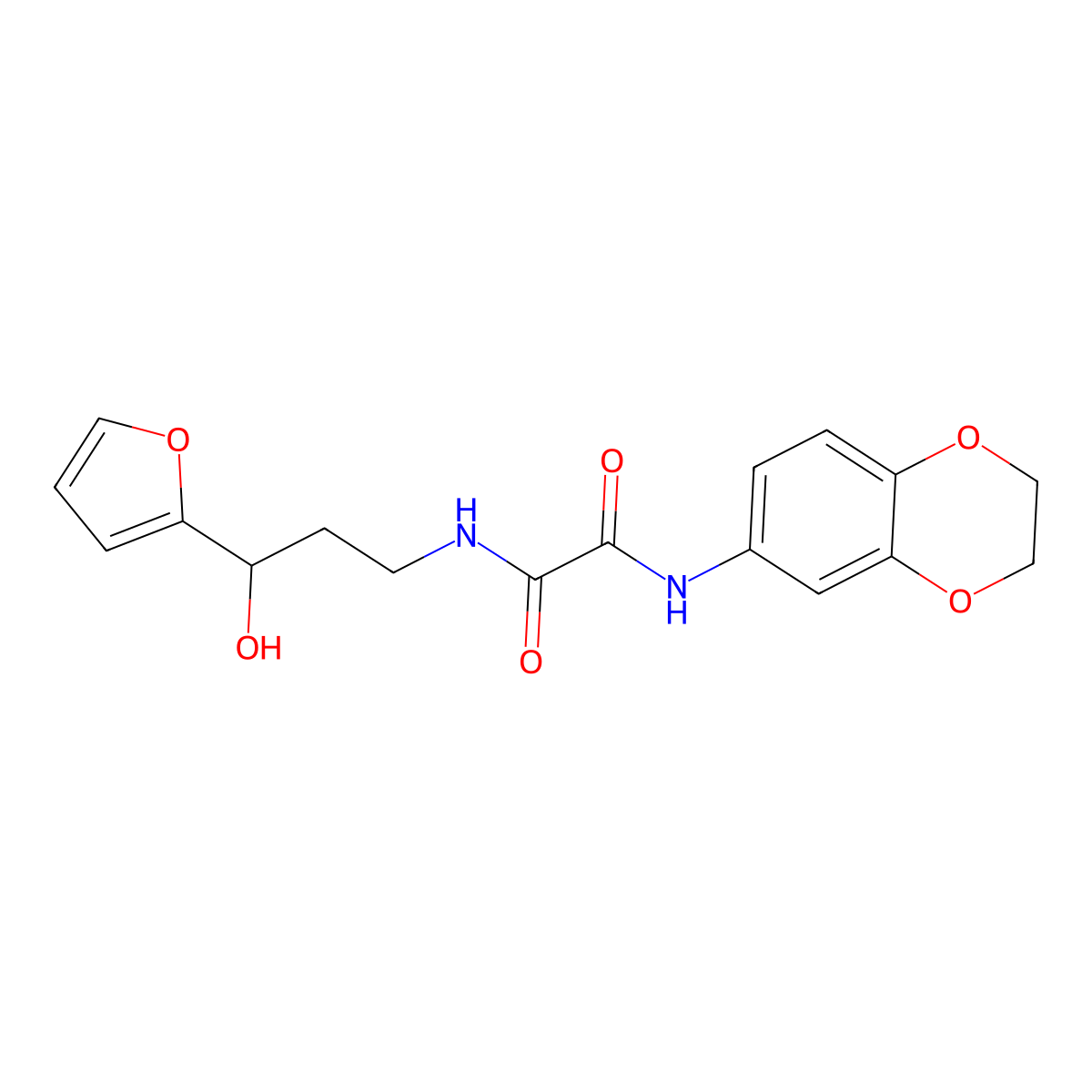N1-(2,3-dihydrobenzo[b][1,4]dioxin-6-yl)-N2-(3-(furan-2-yl)-3-hydroxypropyl)oxalamide molecular structure, CAS 1421516-61-1