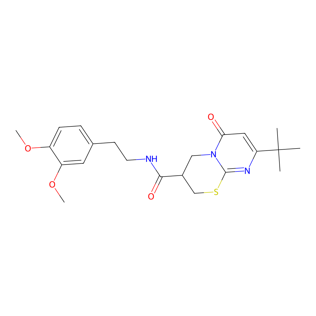 8-(tert-butyl)-N-(3,4-dimethoxyphenethyl)-6-oxo-2,3,4,6-tetrahydropyrimido[2,1-b][1,3]thiazine-3-carboxamide molecular structure, CAS 1421516-62-2