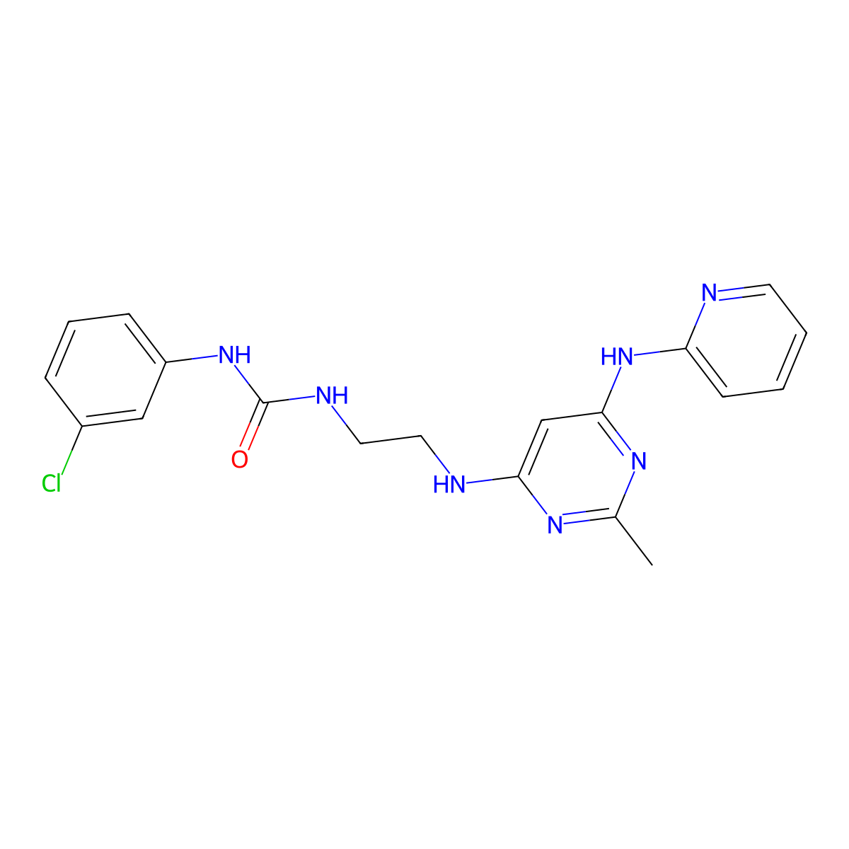 1-(3-Chlorophenyl)-3-(2-((2-methyl-6-(pyridin-2-ylamino)pyrimidin-4-yl)amino)ethyl)urea molecular structure, CAS 1421516-64-4