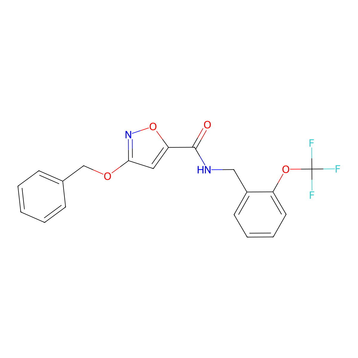 3-(benzyloxy)-N-(2-(trifluoromethoxy)benzyl)isoxazole-5-carboxamide molecular structure, CAS 1421516-66-6
