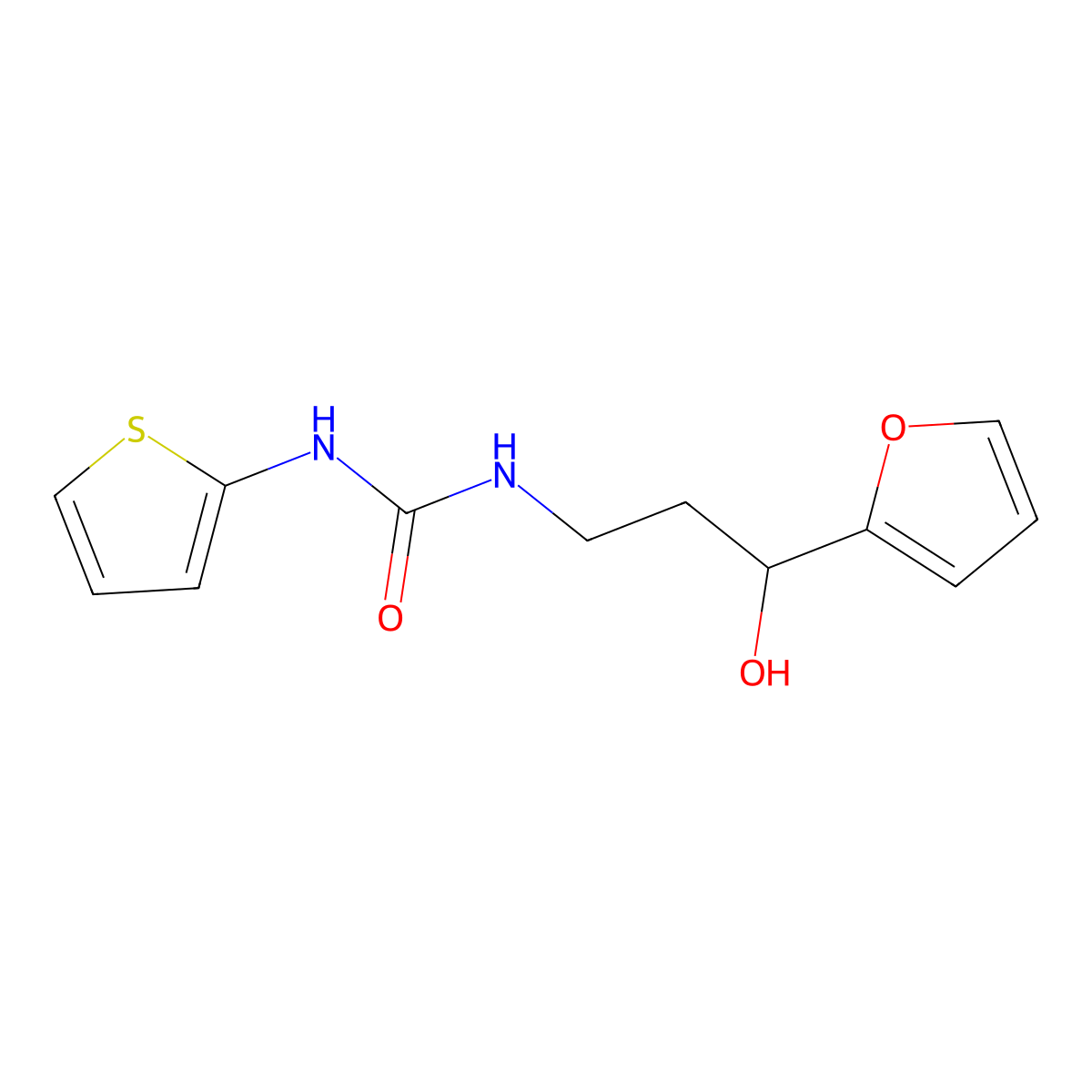 1-(3-(Furan-2-yl)-3-hydroxypropyl)-3-(thiophen-2-yl)urea molecular structure, CAS 1421516-68-8