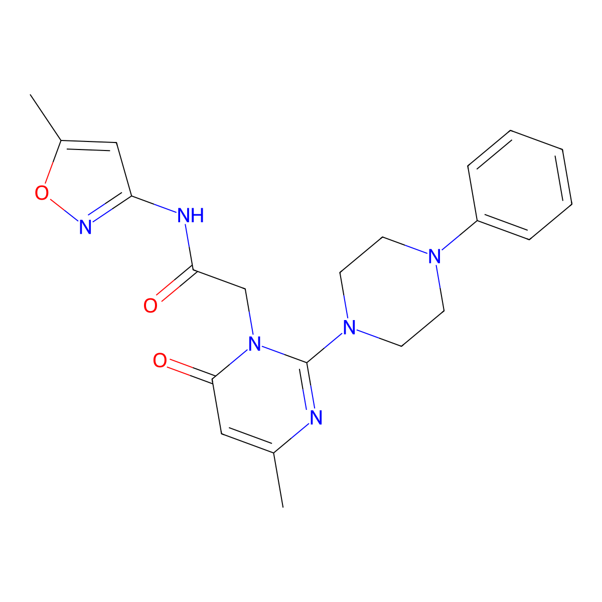 2-(4-methyl-6-oxo-2-(4-phenylpiperazin-1-yl)pyrimidin-1(6H)-yl)-N-(5-methylisoxazol-3-yl)acetamide molecular structure, CAS 1421516-70-2