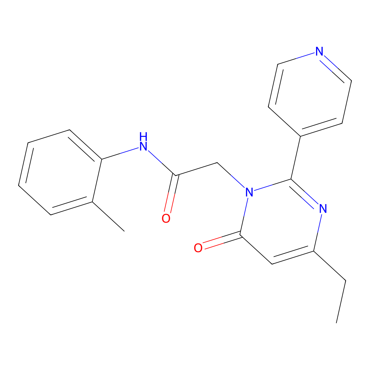 2-(4-ethyl-6-oxo-2-(pyridin-4-yl)pyrimidin-1(6H)-yl)-N-(o-tolyl)acetamide molecular structure, CAS 1421516-78-0