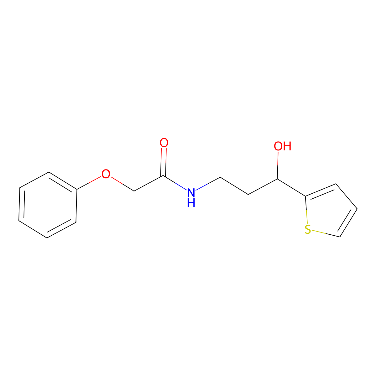 N-(3-hydroxy-3-(thiophen-2-yl)propyl)-2-phenoxyacetamide molecular structure, CAS 1421516-80-4