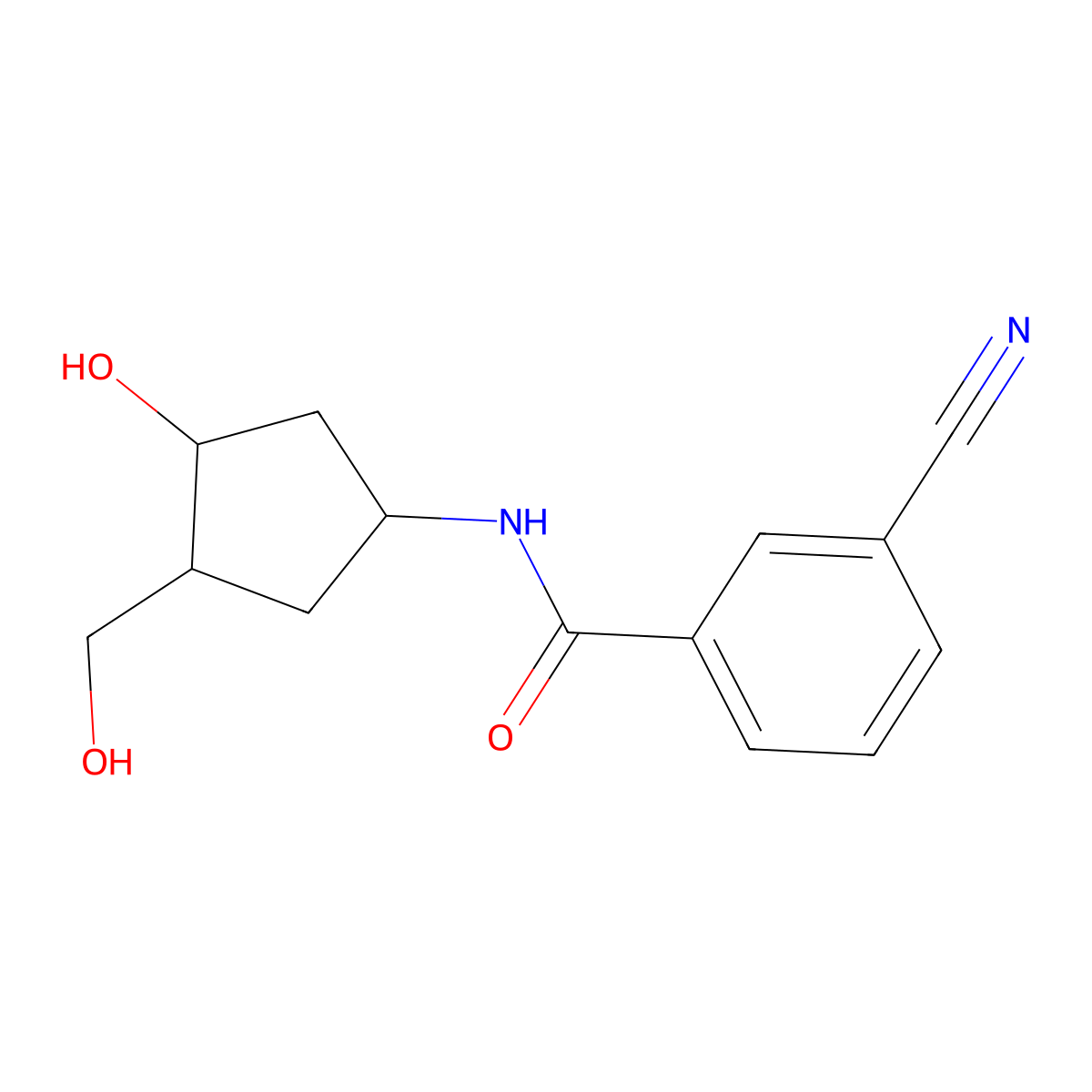 3-Cyano-N-[3-hydroxy-4-(hydroxymethyl)cyclopentyl]benzamide molecular structure, CAS 1421516-82-6