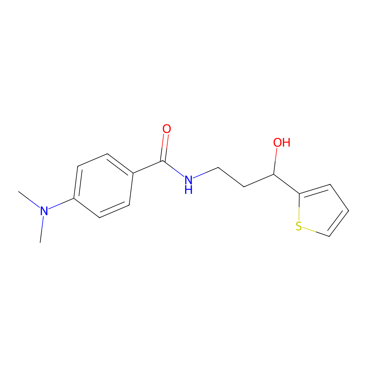 4-(Dimethylamino)-N-[3-hydroxy-3-(thiophen-2-YL)propyl]benzamide molecular structure, CAS 1421516-88-2