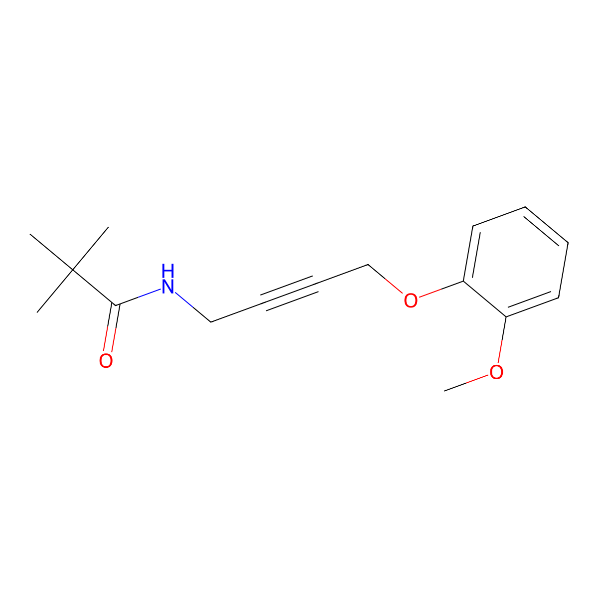 N-(4-(2-methoxyphenoxy)but-2-yn-1-yl)pivalamide molecular structure, CAS 1421516-89-3