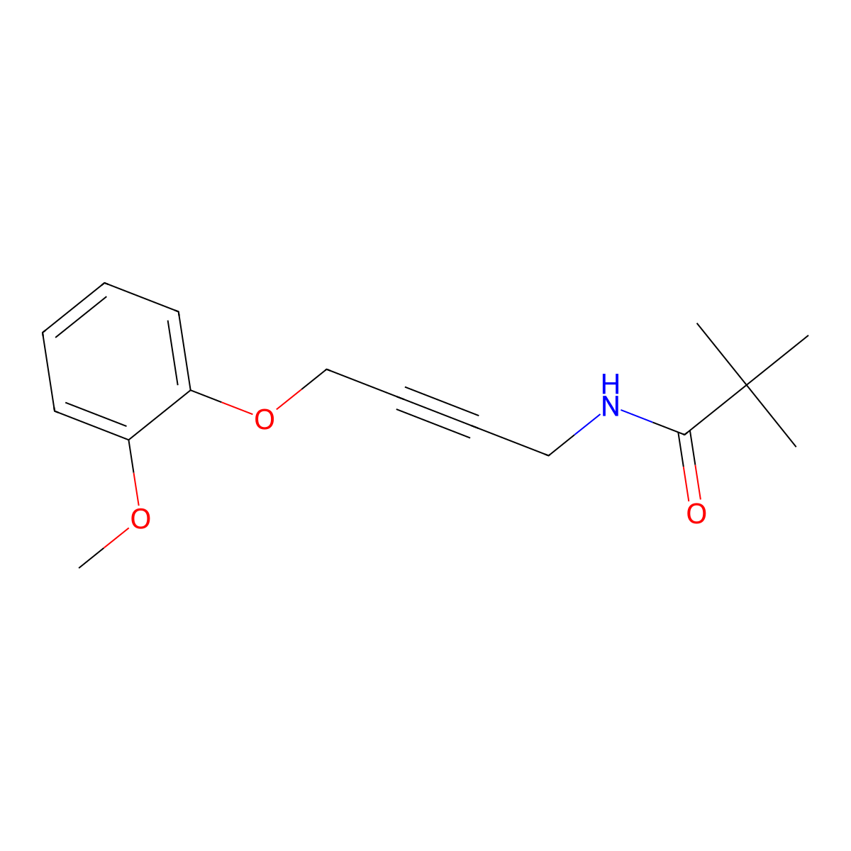 N-(4-(2-methoxyphenoxy)but-2-yn-1-yl)pivalamide molecular structure, CAS 1421516-89-3