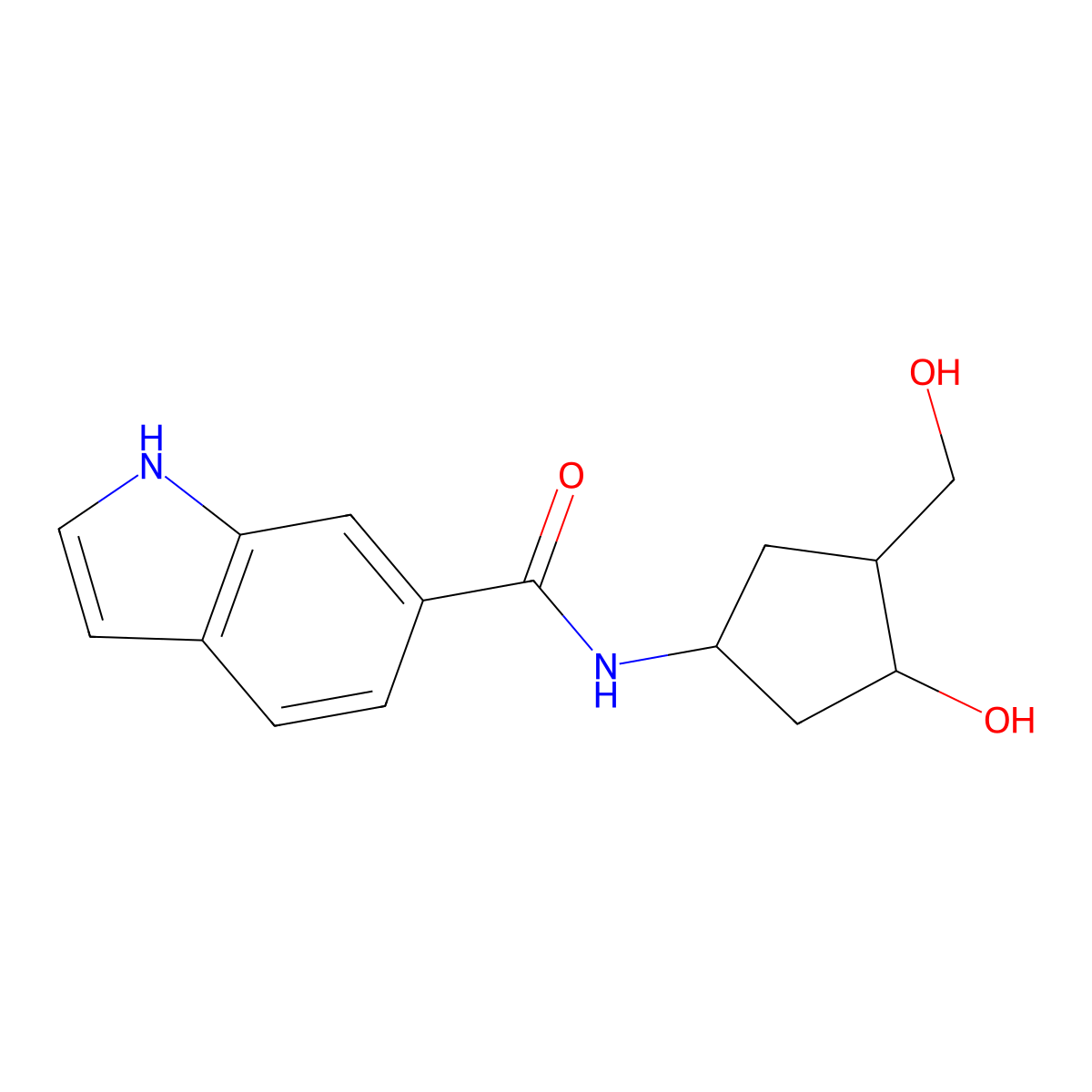 N-[3-Hydroxy-4-(hydroxymethyl)cyclopentyl]-1H-indole-6-carboxamide molecular structure, CAS 1421516-91-7