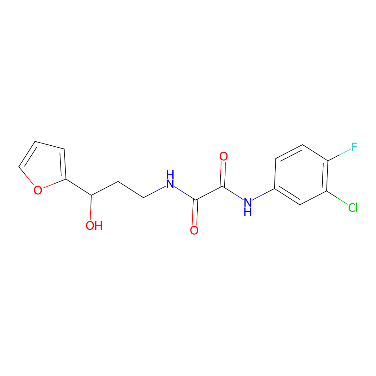 N1-(3-chloro-4-fluorophenyl)-N2-(3-(furan-2-yl)-3-hydroxypropyl)oxalamide molecular structure, CAS 1421516-92-8