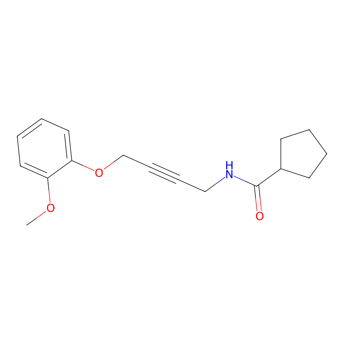 N-[4-(2-Methoxyphenoxy)but-2-YN-1-YL]cyclopentanecarboxamide molecular structure, CAS 1421516-96-2