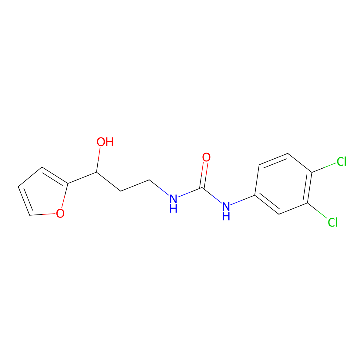 1-(3,4-Dichlorophenyl)-3-[3-(furan-2-YL)-3-hydroxypropyl]urea molecular structure, CAS 1421516-98-4