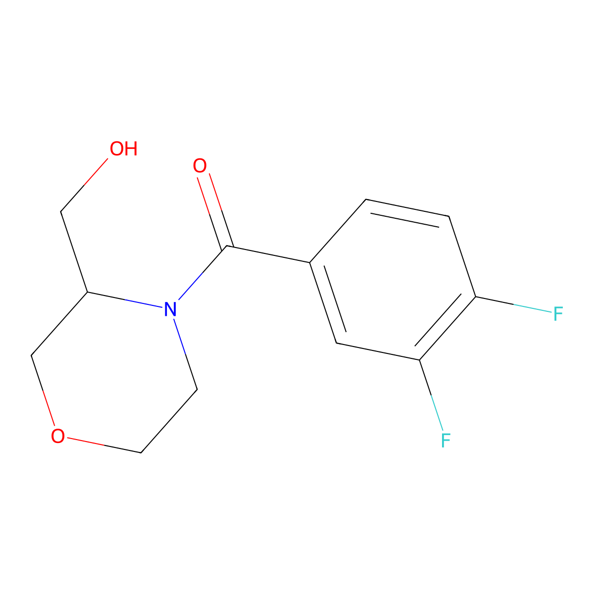 (3,4-Difluorophenyl)(3-(hydroxymethyl)morpholino)methanone molecular structure, CAS 1421517-06-7