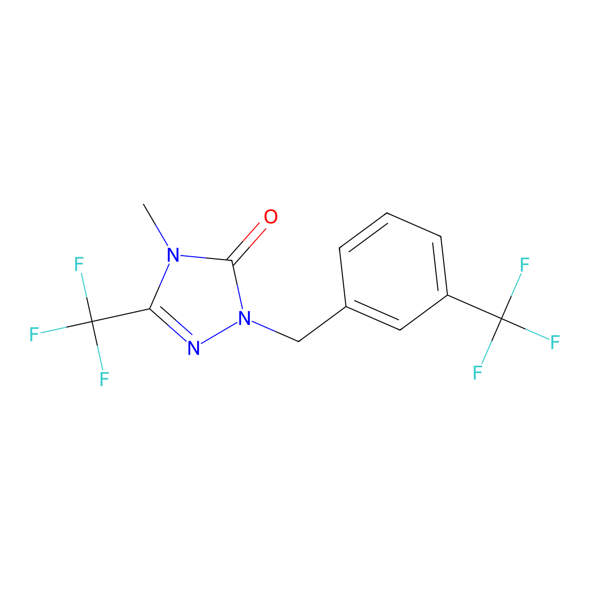 4-methyl-3-(trifluoromethyl)-1-(3-(trifluoromethyl)benzyl)-1H-1,2,4-triazol-5(4H)-one molecular structure, CAS 1421517-07-8