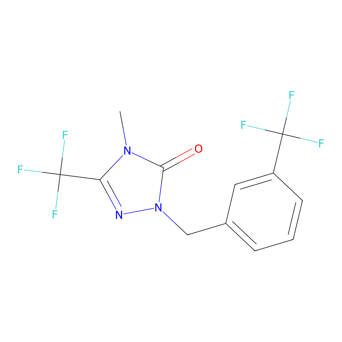 4-methyl-3-(trifluoromethyl)-1-(3-(trifluoromethyl)benzyl)-1H-1,2,4-triazol-5(4H)-one molecular structure, CAS 1421517-07-8