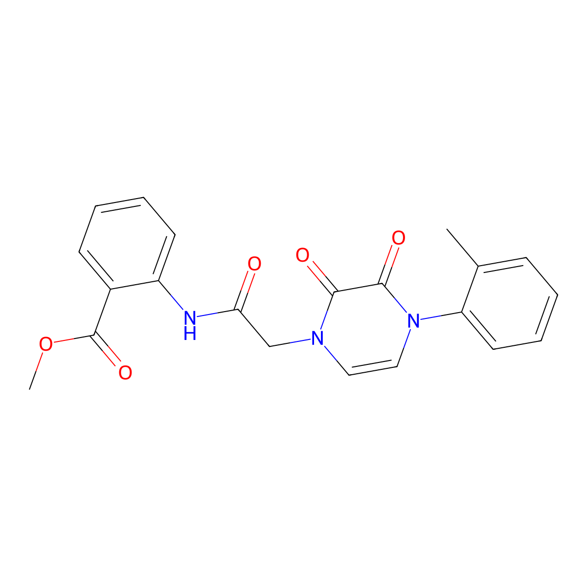 methyl 2-(2-(2,3-dioxo-4-(o-tolyl)-3,4-dihydropyrazin-1(2H)-yl)acetamido)benzoate molecular structure, CAS 1421517-10-3