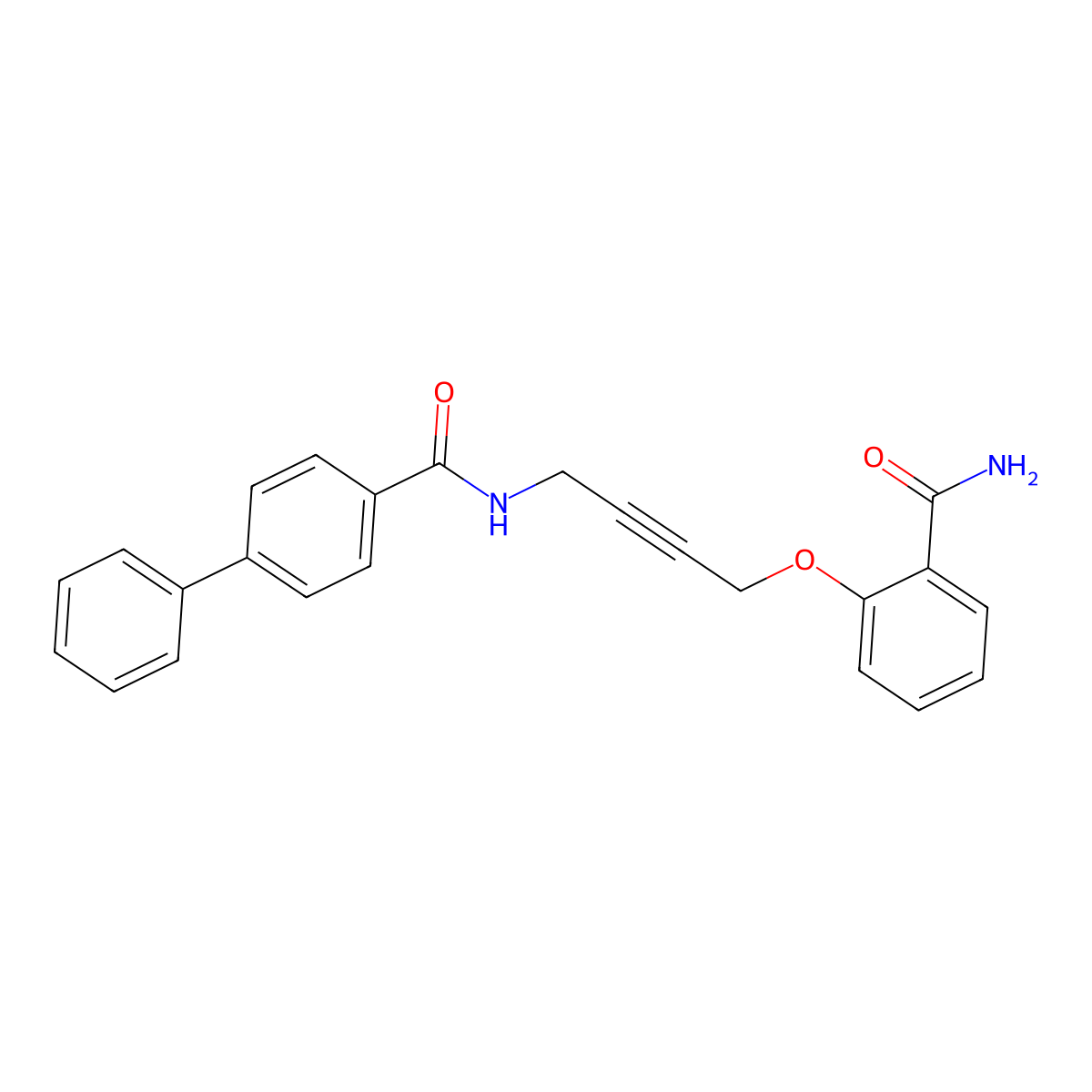 N-(4-(2-carbamoylphenoxy)but-2-yn-1-yl)-[1,1'-biphenyl]-4-carboxamide molecular structure, CAS 1421517-18-1