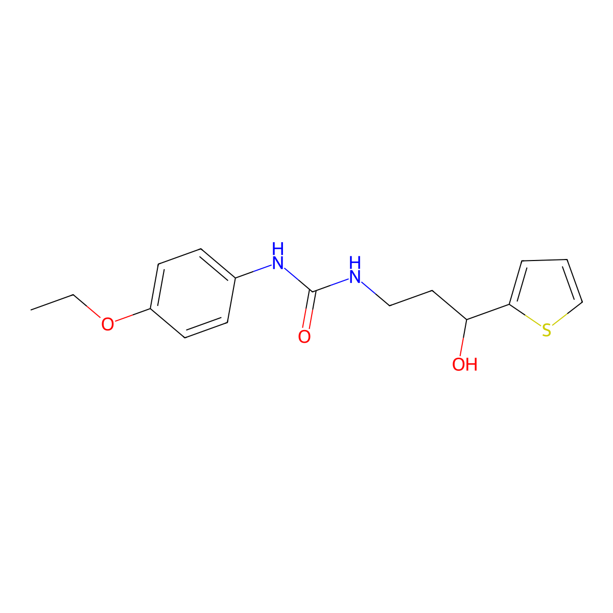 1-(4-Ethoxyphenyl)-3-(3-hydroxy-3-(thiophen-2-yl)propyl)urea molecular structure, CAS 1421517-26-1