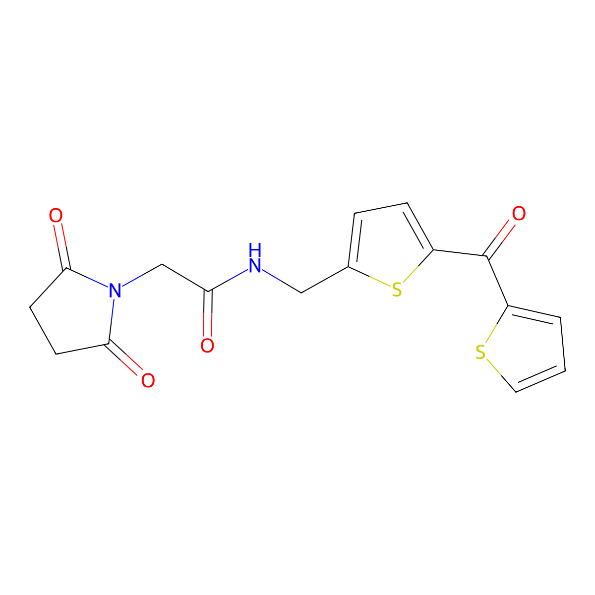 2-(2,5-Dioxopyrrolidin-1-YL)-N-{[5-(thiophene-2-carbonyl)thiophen-2-YL]methyl}acetamide molecular structure, CAS 1421517-30-7