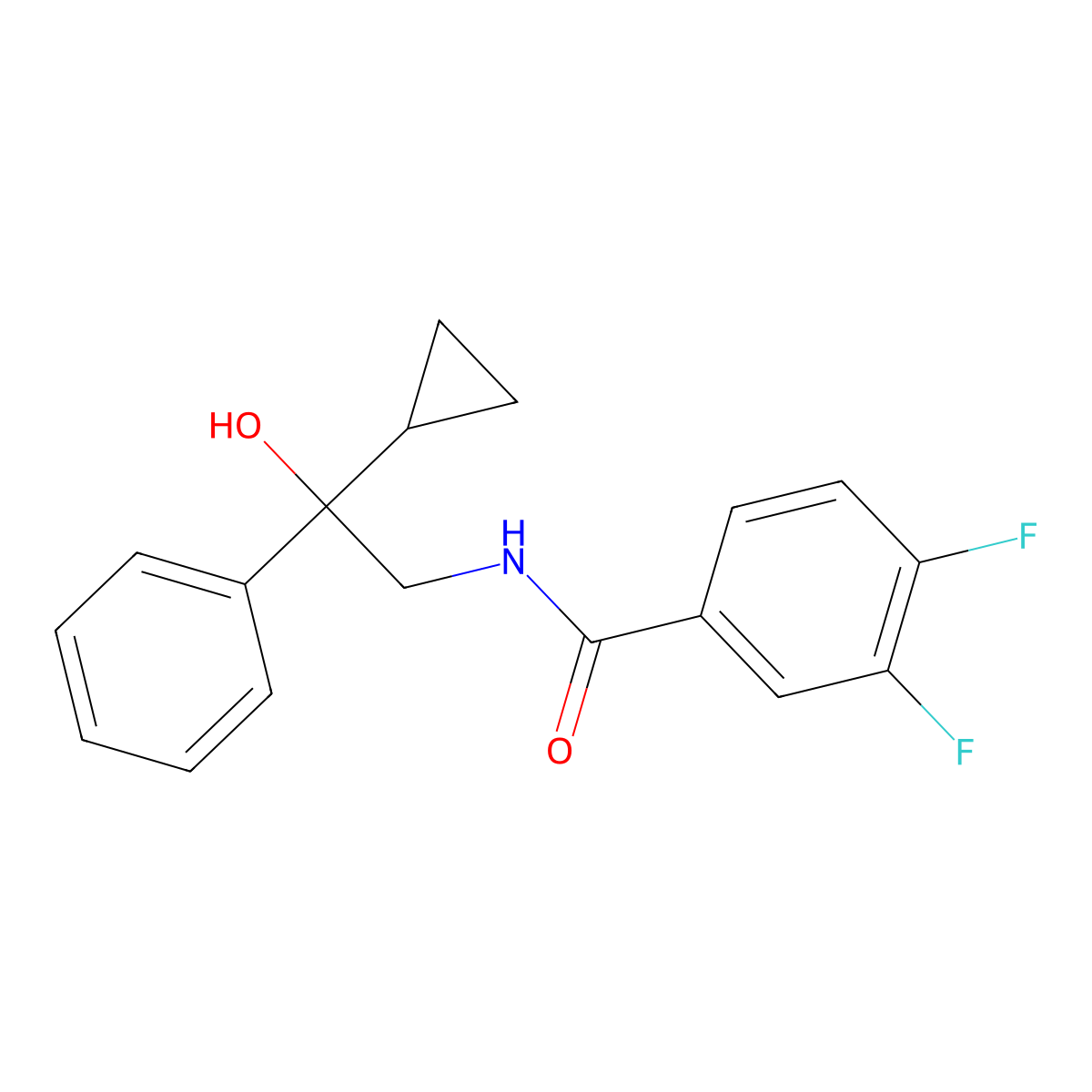 N-(2-cyclopropyl-2-hydroxy-2-phenylethyl)-3,4-difluorobenzamide molecular structure, CAS 1421517-42-1