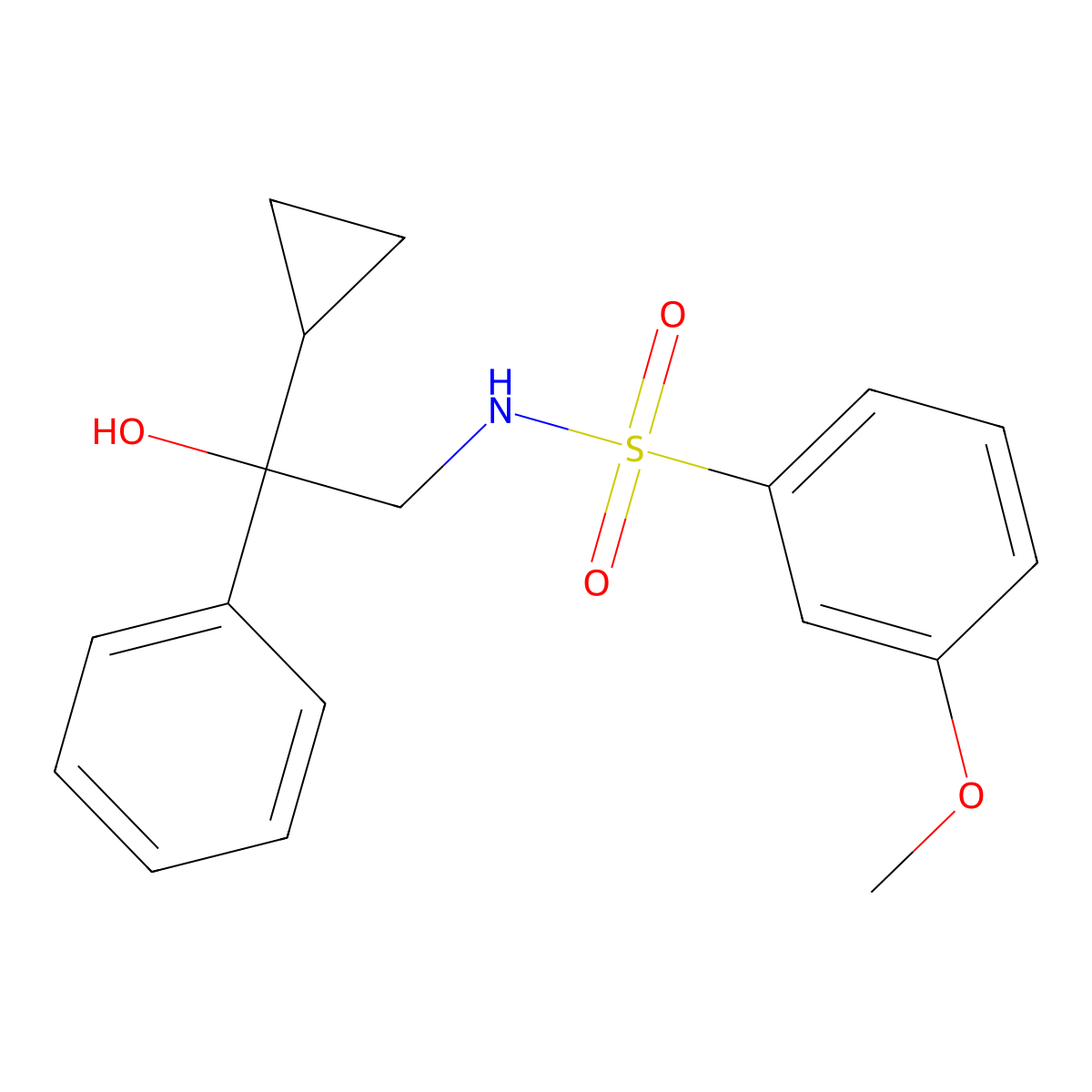 N-(2-cyclopropyl-2-hydroxy-2-phenylethyl)-3-methoxybenzenesulfonamide molecular structure, CAS 1421517-43-2