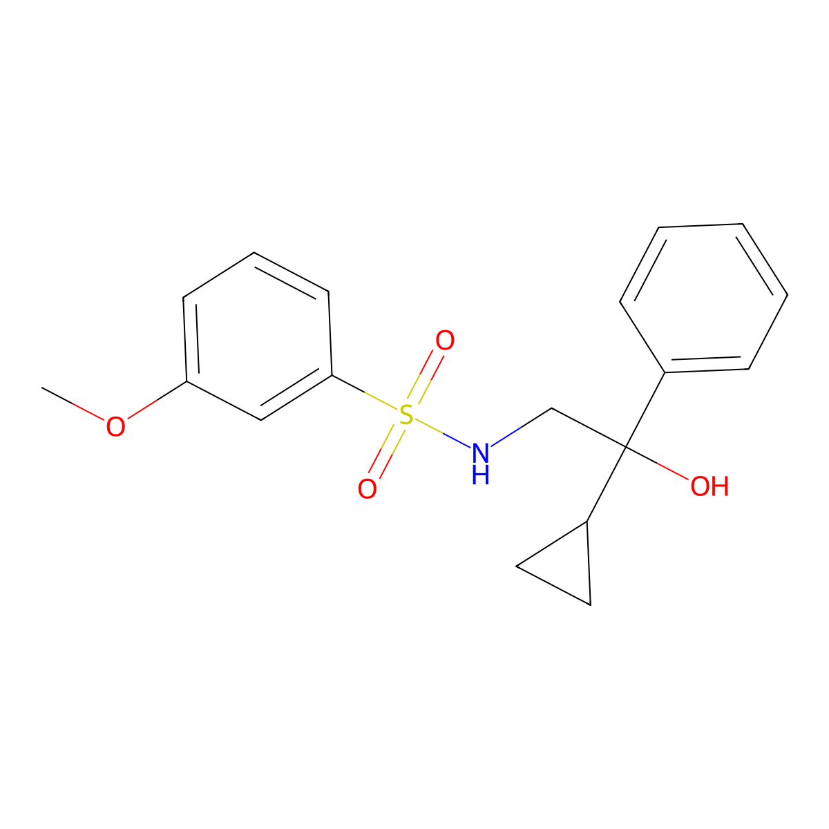N-(2-cyclopropyl-2-hydroxy-2-phenylethyl)-3-methoxybenzenesulfonamide molecular structure, CAS 1421517-43-2