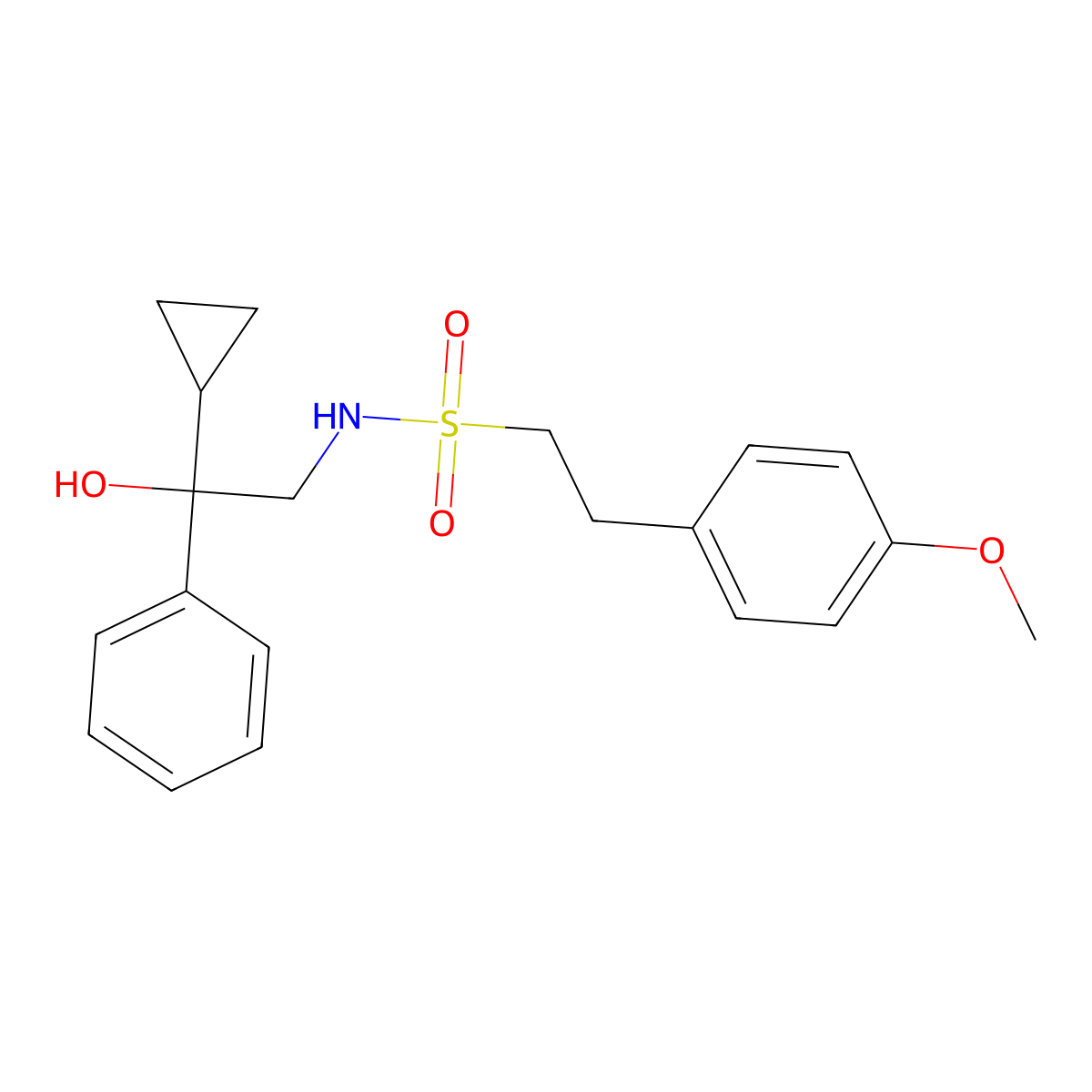 N-(2-cyclopropyl-2-hydroxy-2-phenylethyl)-2-(4-methoxyphenyl)ethanesulfonamide molecular structure, CAS 1421517-44-3