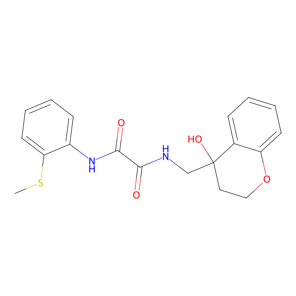 N1-((4-hydroxychroman-4-yl)methyl)-N2-(2-(methylthio)phenyl)oxalamide molecular structure, CAS 1421517-45-4