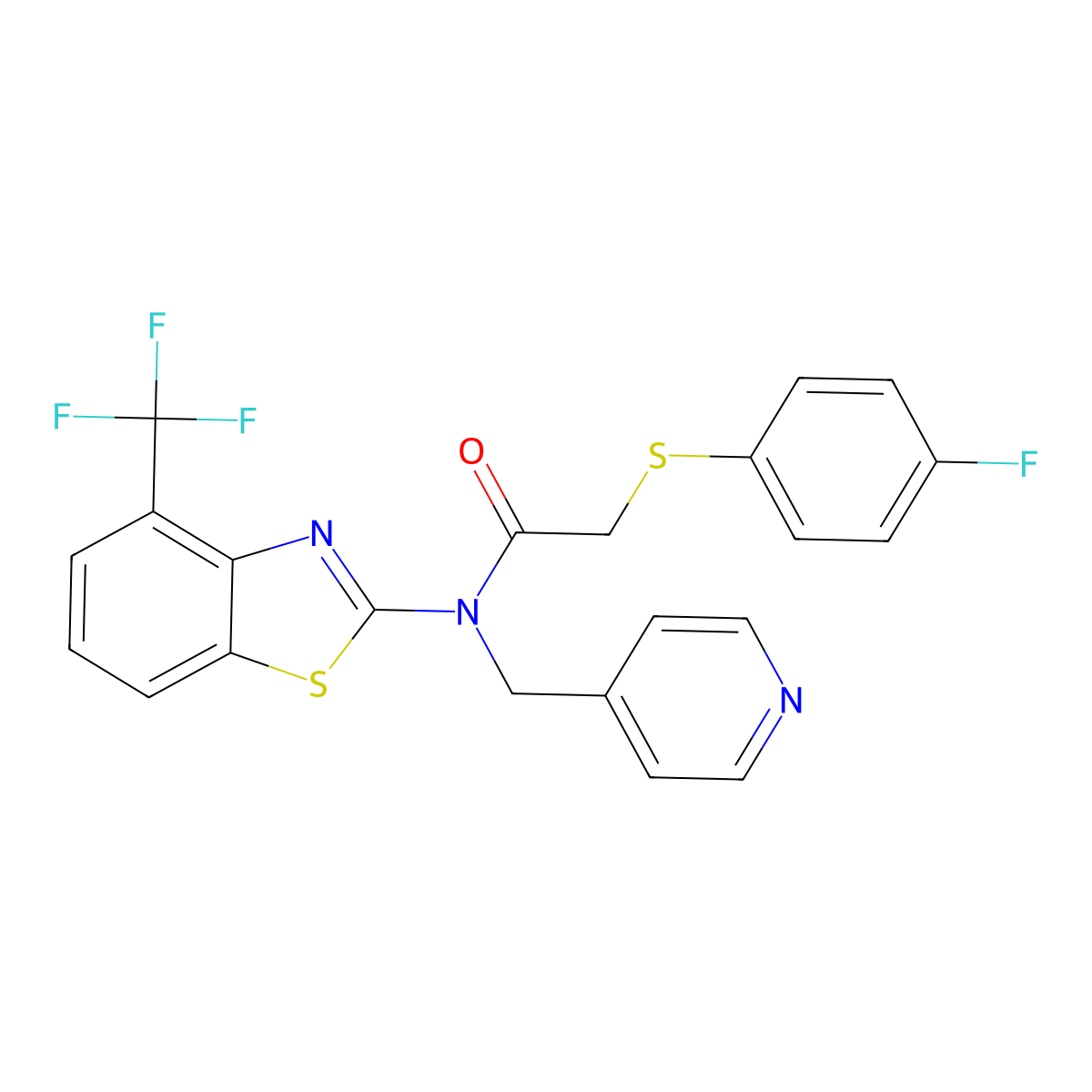2-((4-fluorophenyl)thio)-N-(pyridin-4-ylmethyl)-N-(4-(trifluoromethyl)benzo[d]thiazol-2-yl)acetamide molecular structure, CAS 1421517-49-8