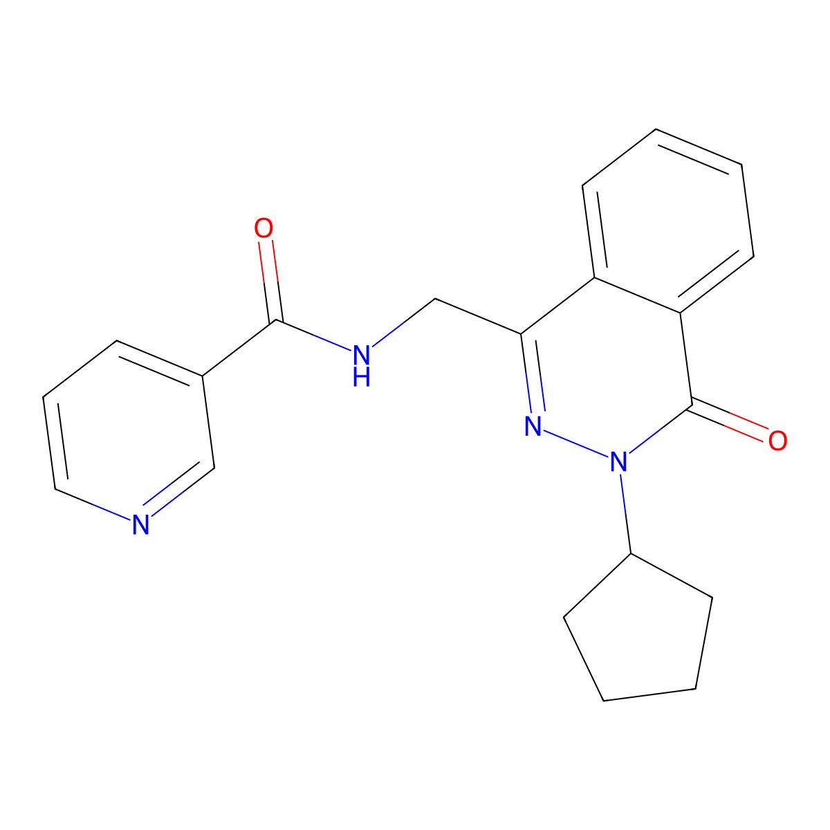 N-((3-cyclopentyl-4-oxo-3,4-dihydrophthalazin-1-yl)methyl)nicotinamide molecular structure, CAS 1421517-50-1