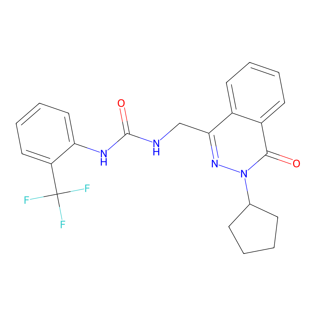 1-((3-Cyclopentyl-4-oxo-3,4-dihydrophthalazin-1-yl)methyl)-3-(2-(trifluoromethyl)phenyl)urea molecular structure, CAS 1421517-52-3