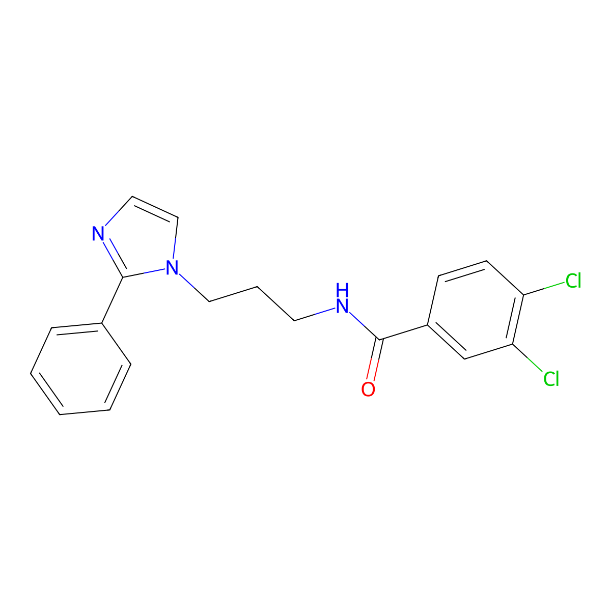 3,4-dichloro-N-(3-(2-phenyl-1H-imidazol-1-yl)propyl)benzamide molecular structure, CAS 1421517-55-6