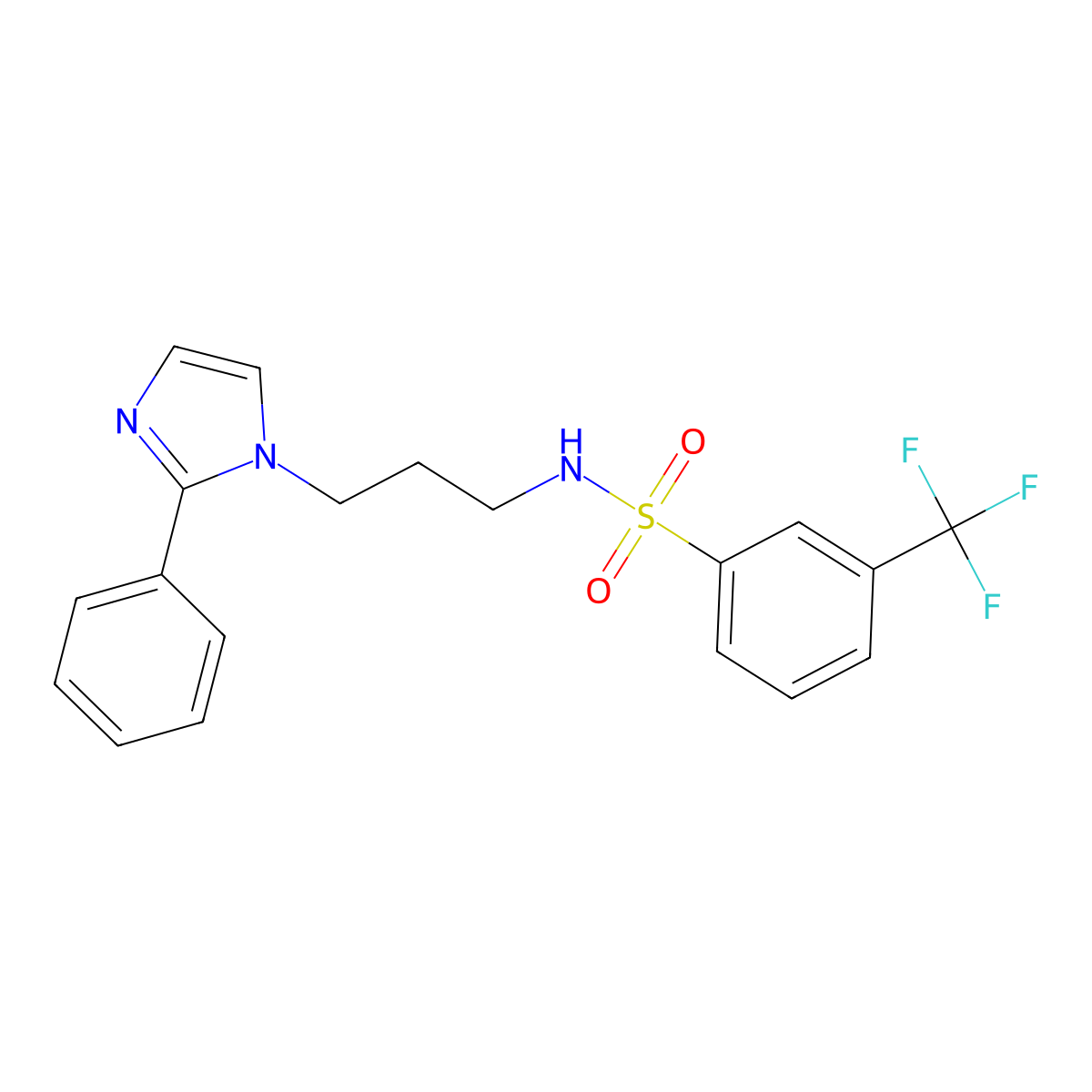 N-(3-(2-phenyl-1H-imidazol-1-yl)propyl)-3-(trifluoromethyl)benzenesulfonamide molecular structure, CAS 1421517-56-7