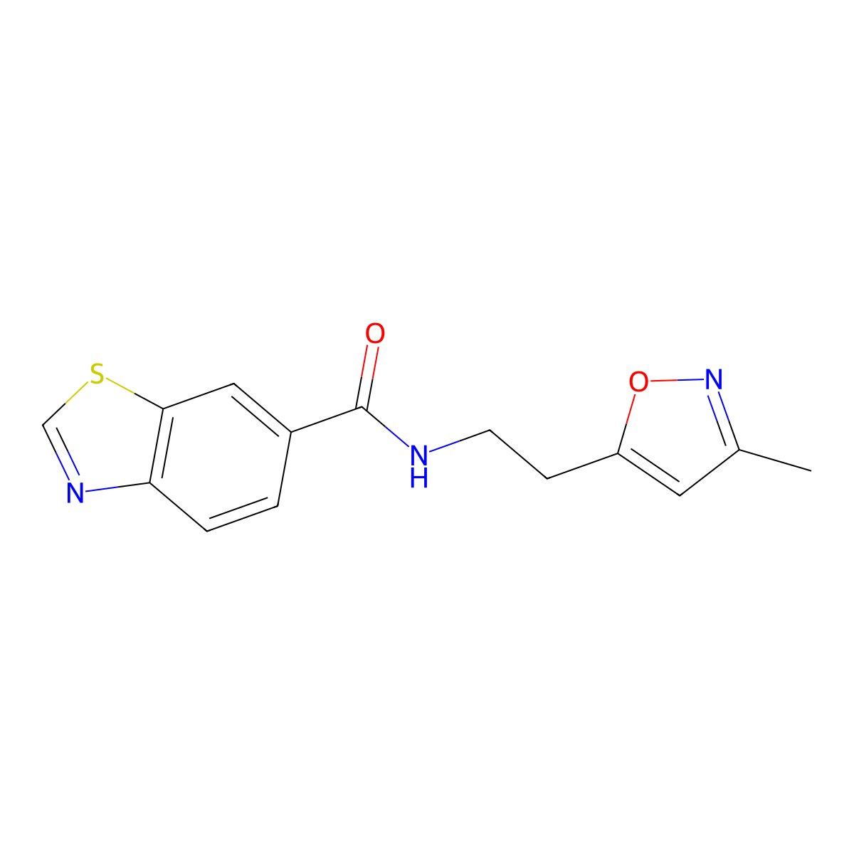N-(2-(3-methylisoxazol-5-yl)ethyl)benzo[d]thiazole-6-carboxamide molecular structure, CAS 1421517-66-9