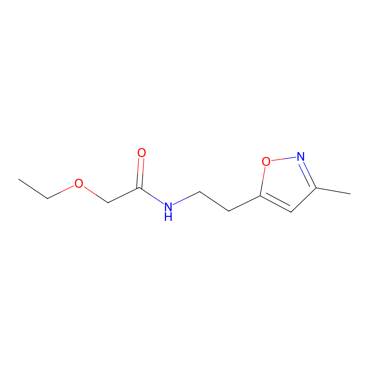 2-ethoxy-N-(2-(3-methylisoxazol-5-yl)ethyl)acetamide molecular structure, CAS 1421517-67-0