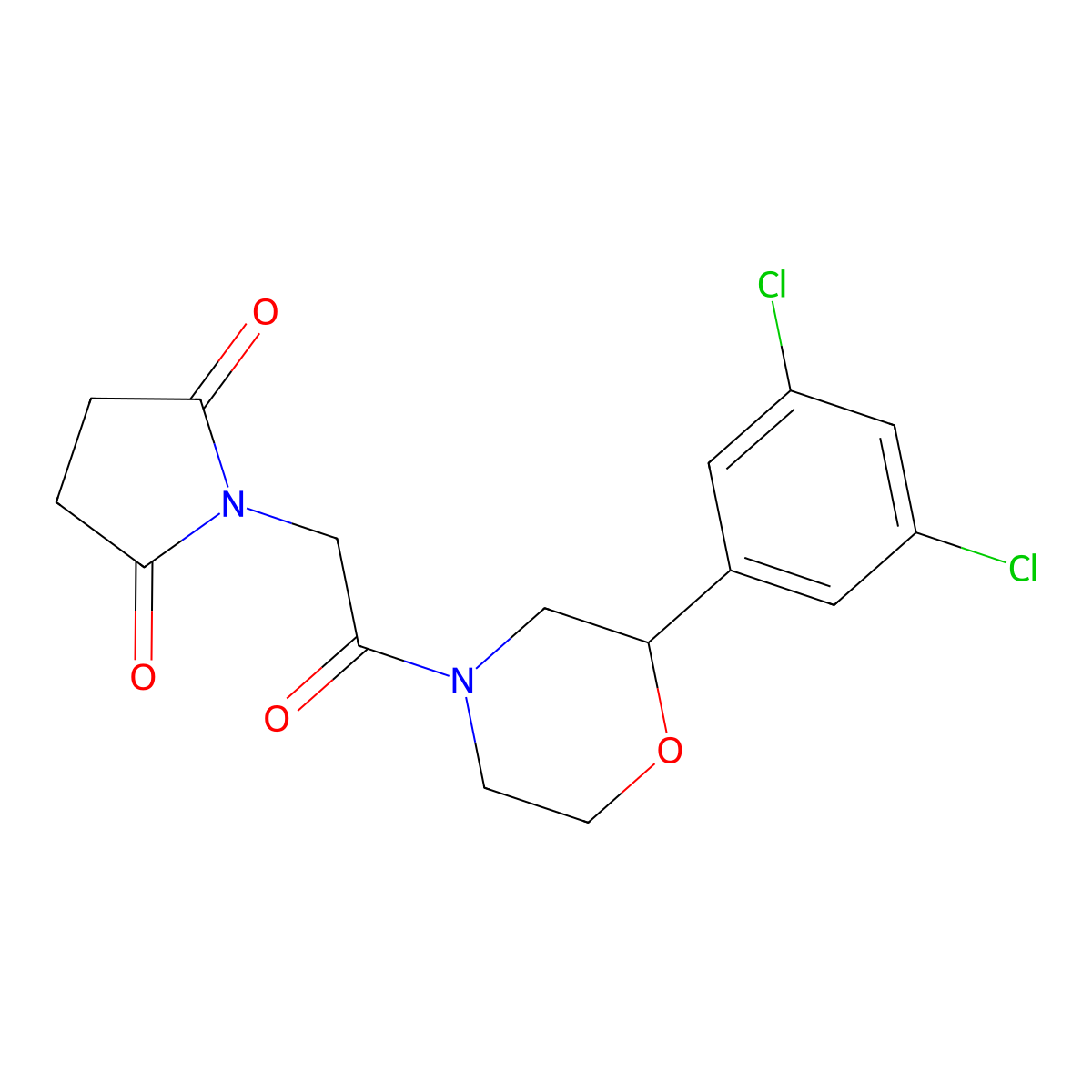 1-(2-(2-(3,5-Dichlorophenyl)morpholino)-2-oxoethyl)pyrrolidine-2,5-dione molecular structure, CAS 1421517-75-0