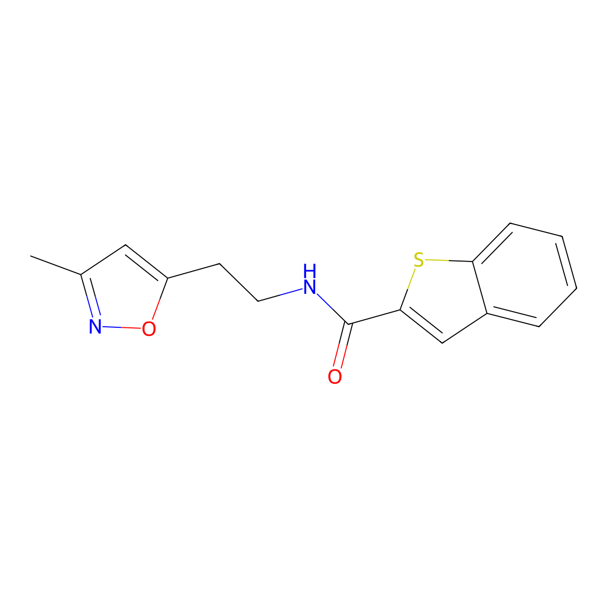N-(2-(3-methylisoxazol-5-yl)ethyl)benzo[b]thiophene-2-carboxamide molecular structure, CAS 1421521-85-8