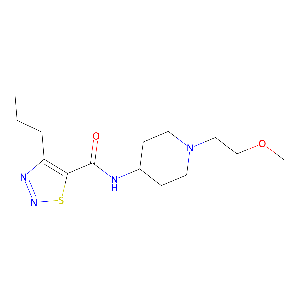 N-(1-(2-methoxyethyl)piperidin-4-yl)-4-propyl-1,2,3-thiadiazole-5-carboxamide molecular structure, CAS 1421521-89-2