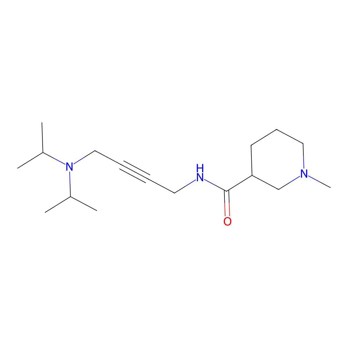 N-(4-(diisopropylamino)but-2-yn-1-yl)-1-methylpiperidine-3-carboxamide molecular structure, CAS 1421521-94-9