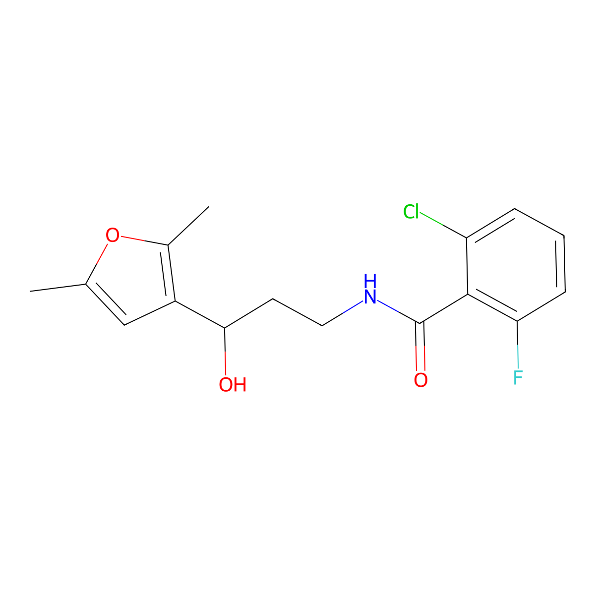2-Chloro-N-[3-(2,5-dimethylfuran-3-YL)-3-hydroxypropyl]-6-fluorobenzamide molecular structure, CAS 1421522-17-9